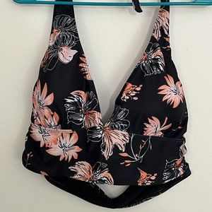 Black & Floral Halter Top Bathing Suit - 2XL